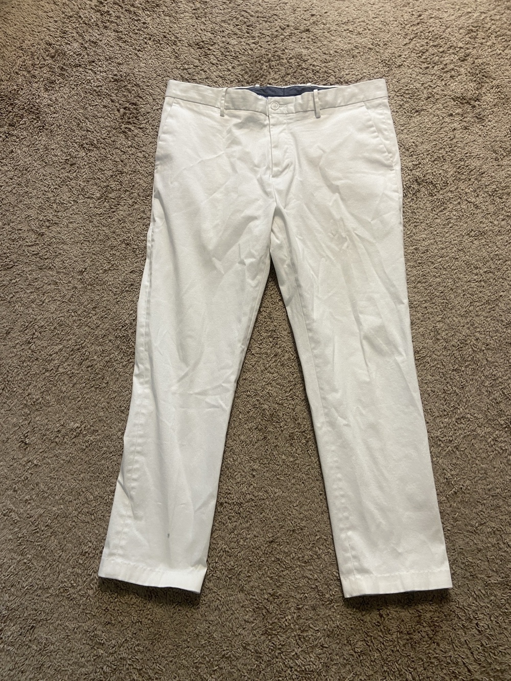 Perry Ellis Pants Mens 36x30 White Resist Spill Chino Slim Fit Stretch Casual